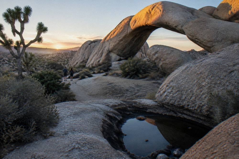 Sunrise light on desert rocks before the heat of a summer day
